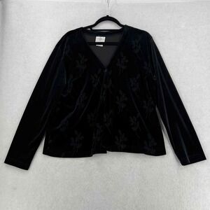 Hot cotton by Marc Wear Black Velvet Top Long Sleeve Women's Button Size M
